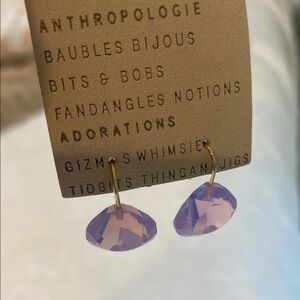 Anthropologie Lavender Glass Drop Earrings